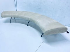 Rodolfo Dordani Suede Leather “Waiting” Bench for Moroso, 1980s