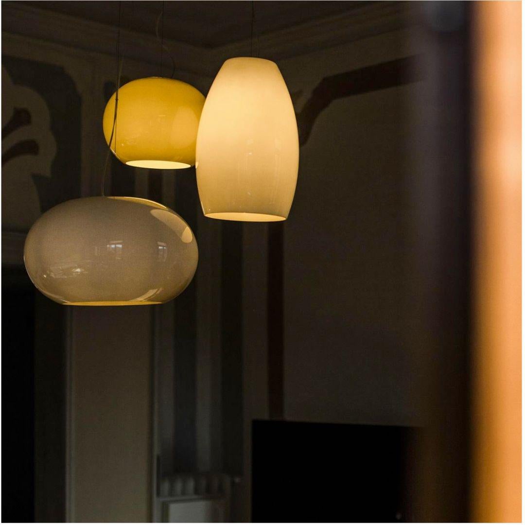 Mid-Century Modern Rodolfo Dordoni ‘Buds 2’ Handblown Glass LED Pendant Lamp in Grey for Foscarini For Sale
