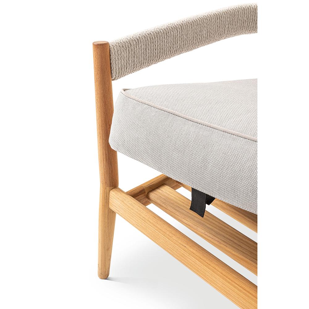 Italian Rodolfo Dordoni ''Dine Out Armchair' Teak, Rope and Water-Repellent Fabric