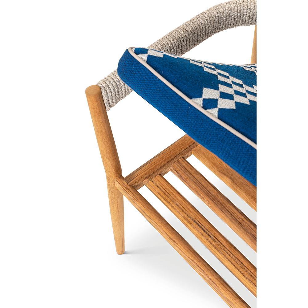 Mid-Century Modern Rodolfo Dordoni ''Dine Out' Outside Chair, Teak, Rope and Fabric by Cassina