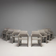 Rodolfo Dordoni for Arper Corte Grey Leather Dining Chairs, Set of 8