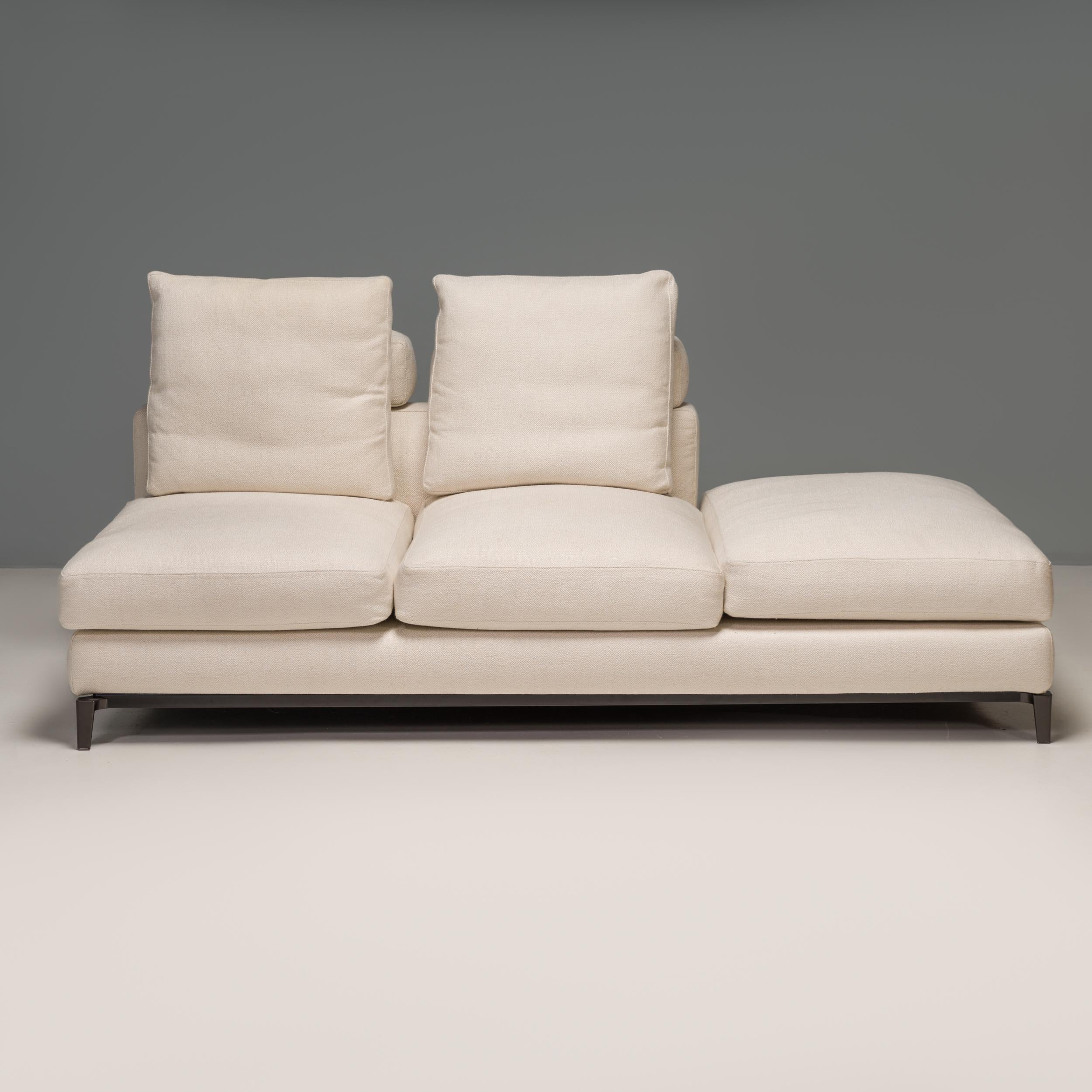 Italian Rodolfo Dordoni for Minotti Andersen White Fabric Armless Sofa