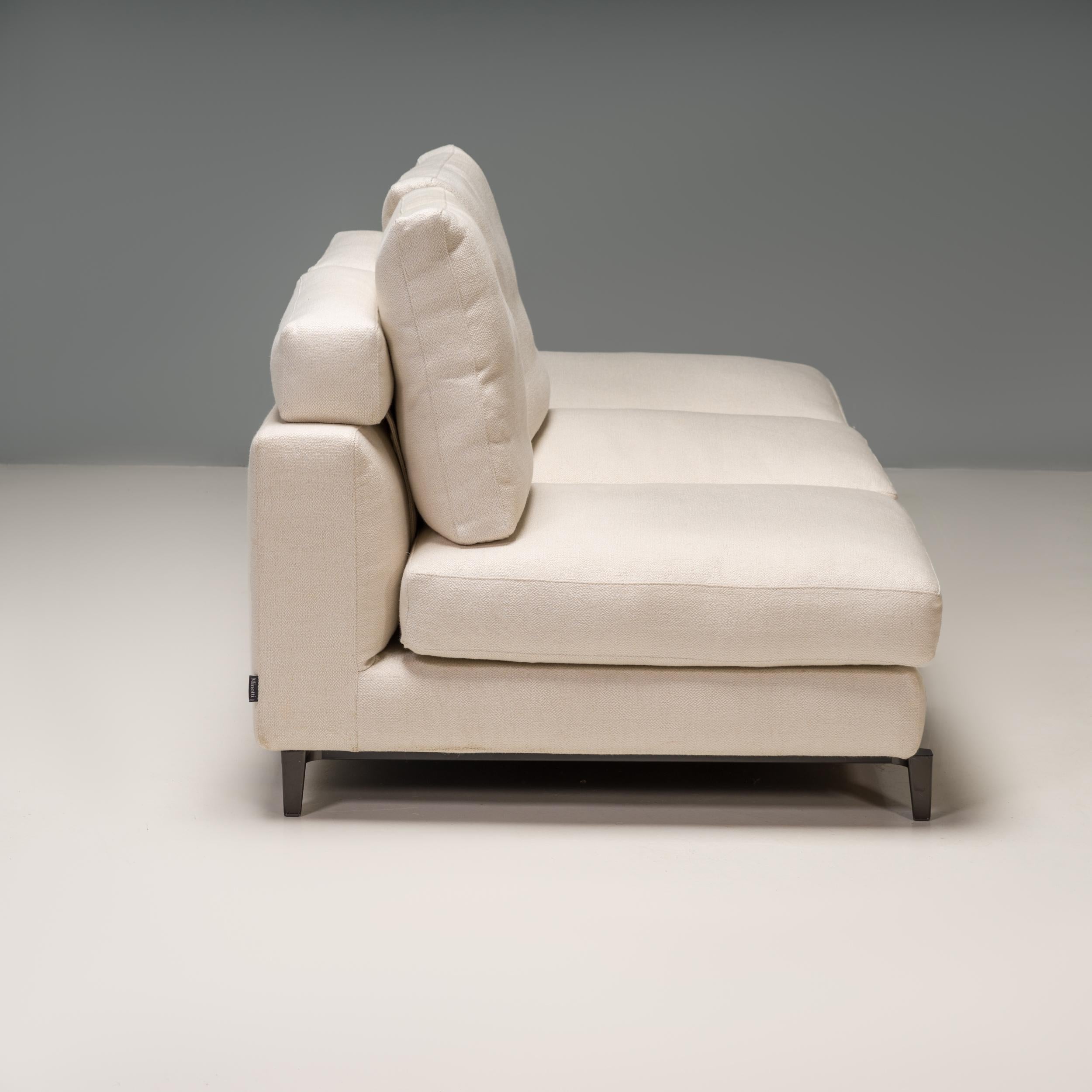 Rodolfo Dordoni for Minotti Andersen White Fabric Armless Sofa In Good Condition In London, GB