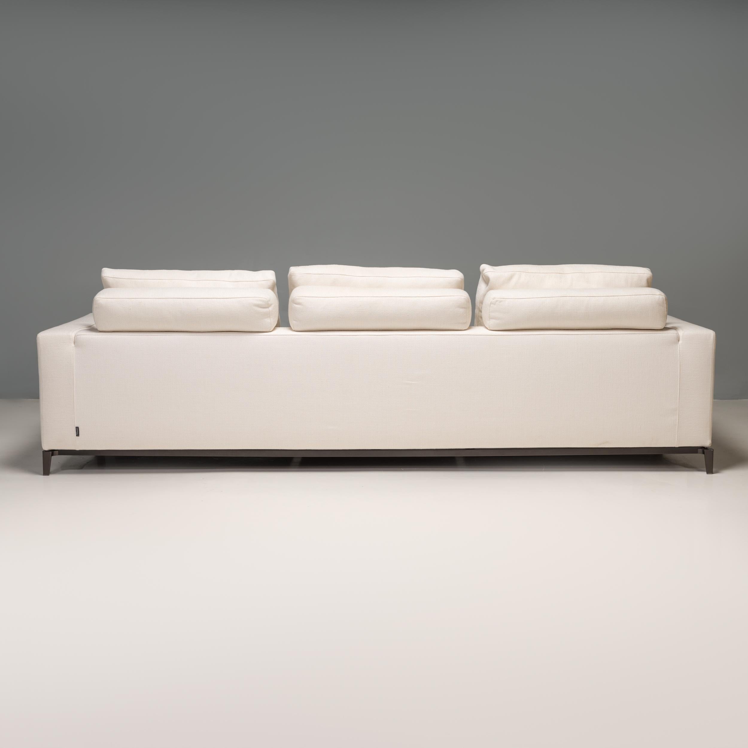 Italian Minotti by Rodolfo Dordoni Andersen White Fabric Three Seater Sofa
