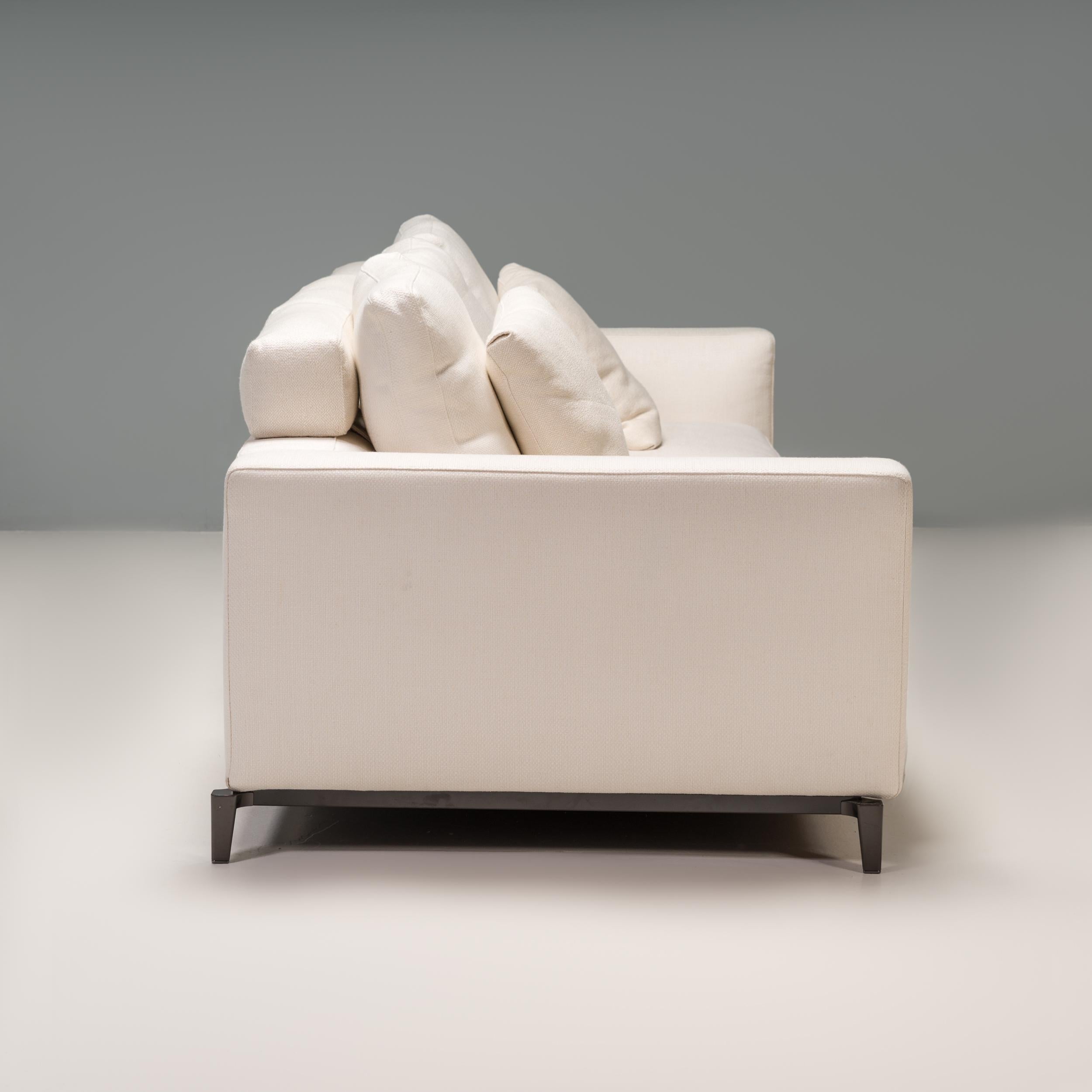Minotti by Rodolfo Dordoni Andersen White Fabric Three Seater Sofa In Good Condition In London, GB