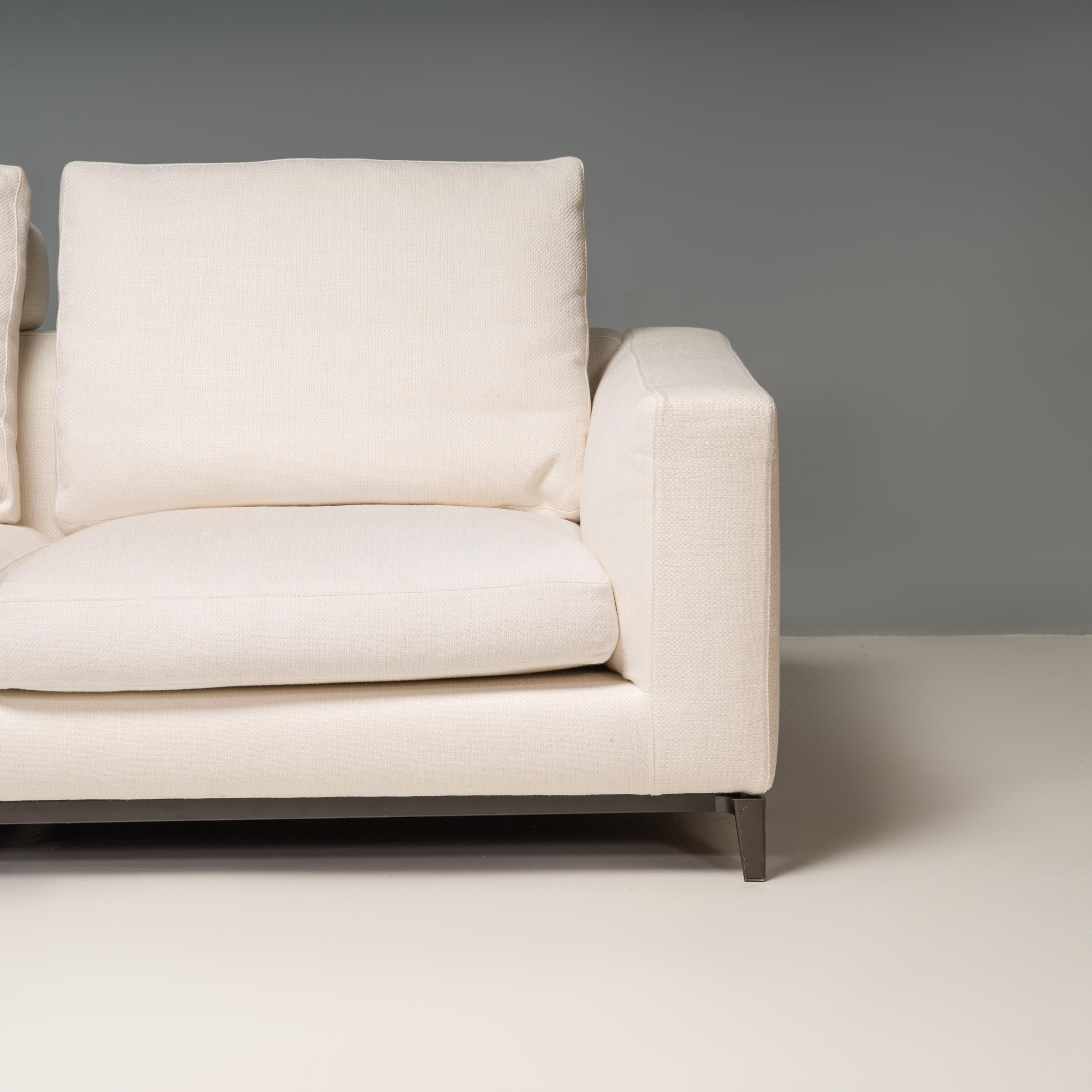 Contemporary Minotti by Rodolfo Dordoni Andersen White Fabric Three Seater Sofa
