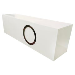 Rodolfo Dordoni for Minotti Archipenko White Lacquer and Chrome Credenza Cabinet