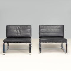 Rodolfo Dordoni for Minotti Black Leather Delaunay Lounge Chair, Set of 2