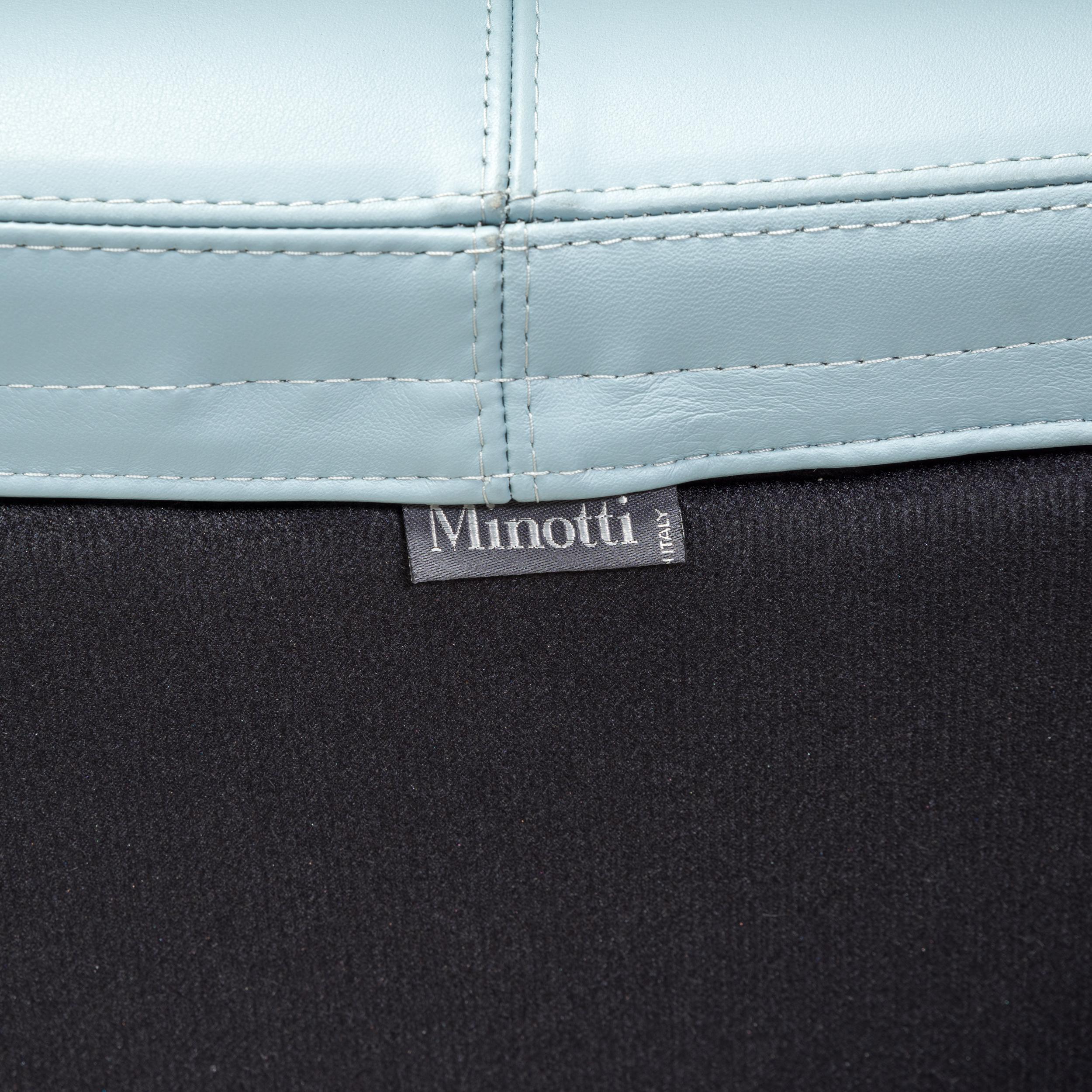  Rodolfo Dordoni for Minotti Blue Leather Seymour Low 01 Sofa For Sale 8