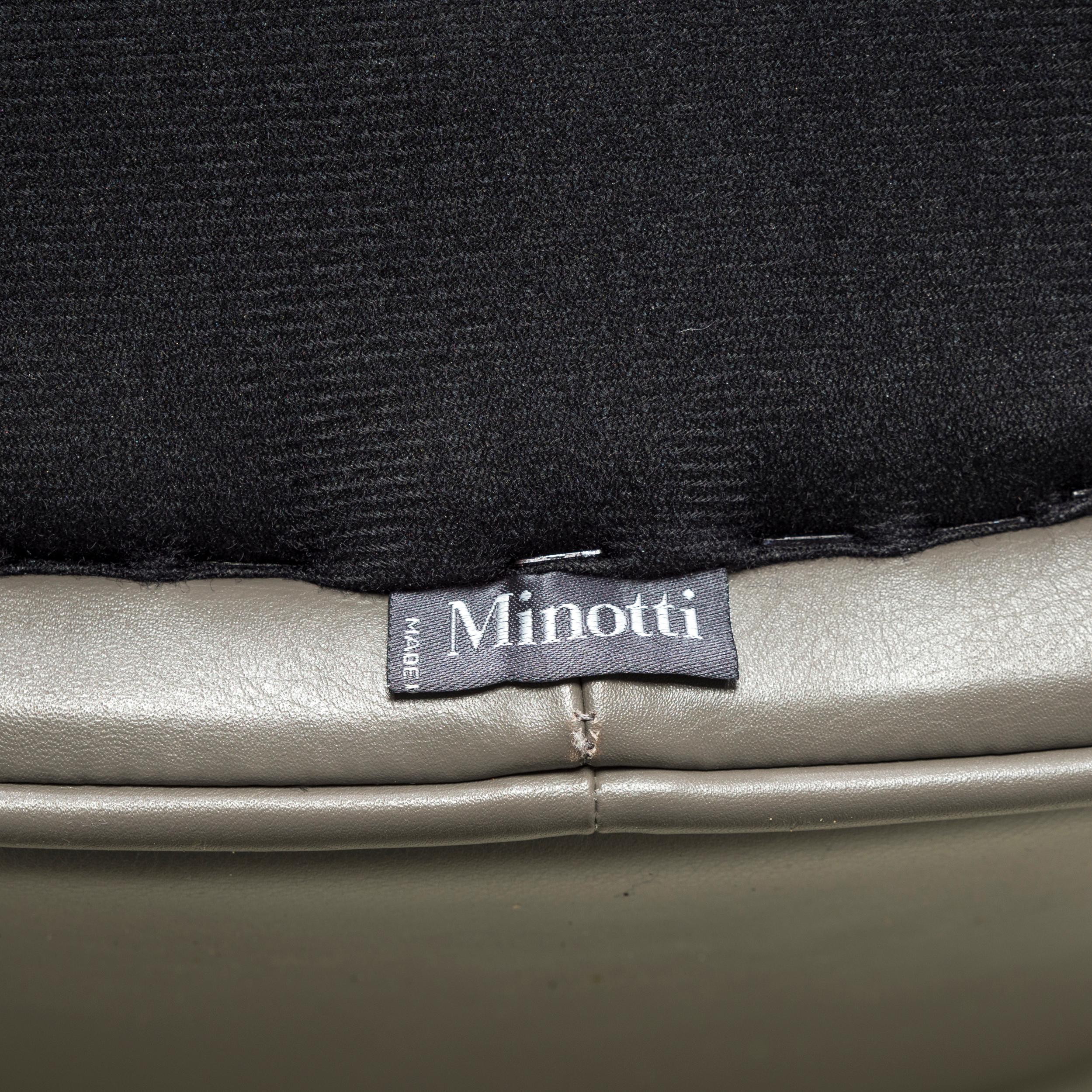 Rodolfo Dordoni for Minotti Grey Leather Martin Armchair For Sale 2