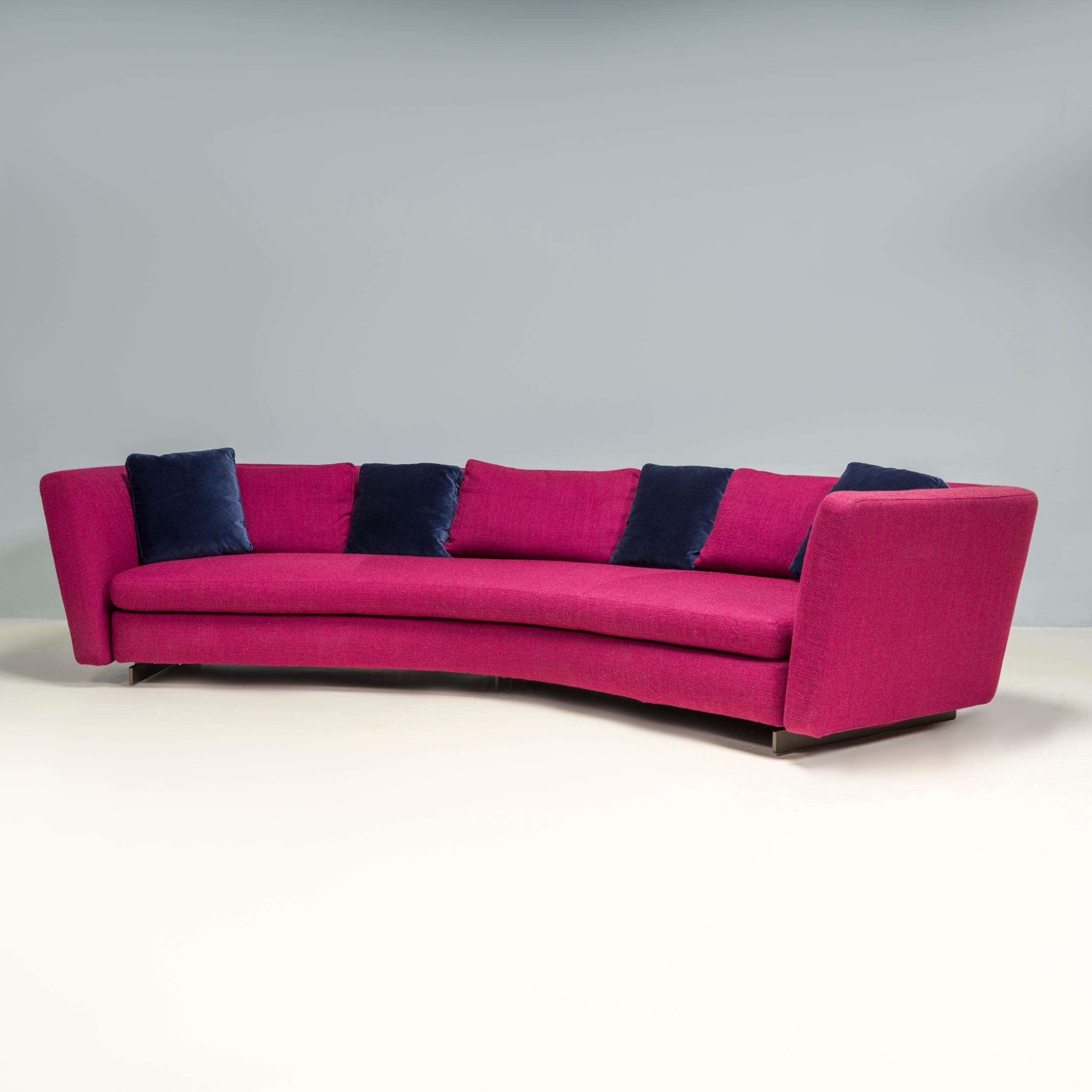 Italian  Minotti by Rodolfo Dordoni Purple Fabric Seymour Low 02 Semi Round Sofa For Sale
