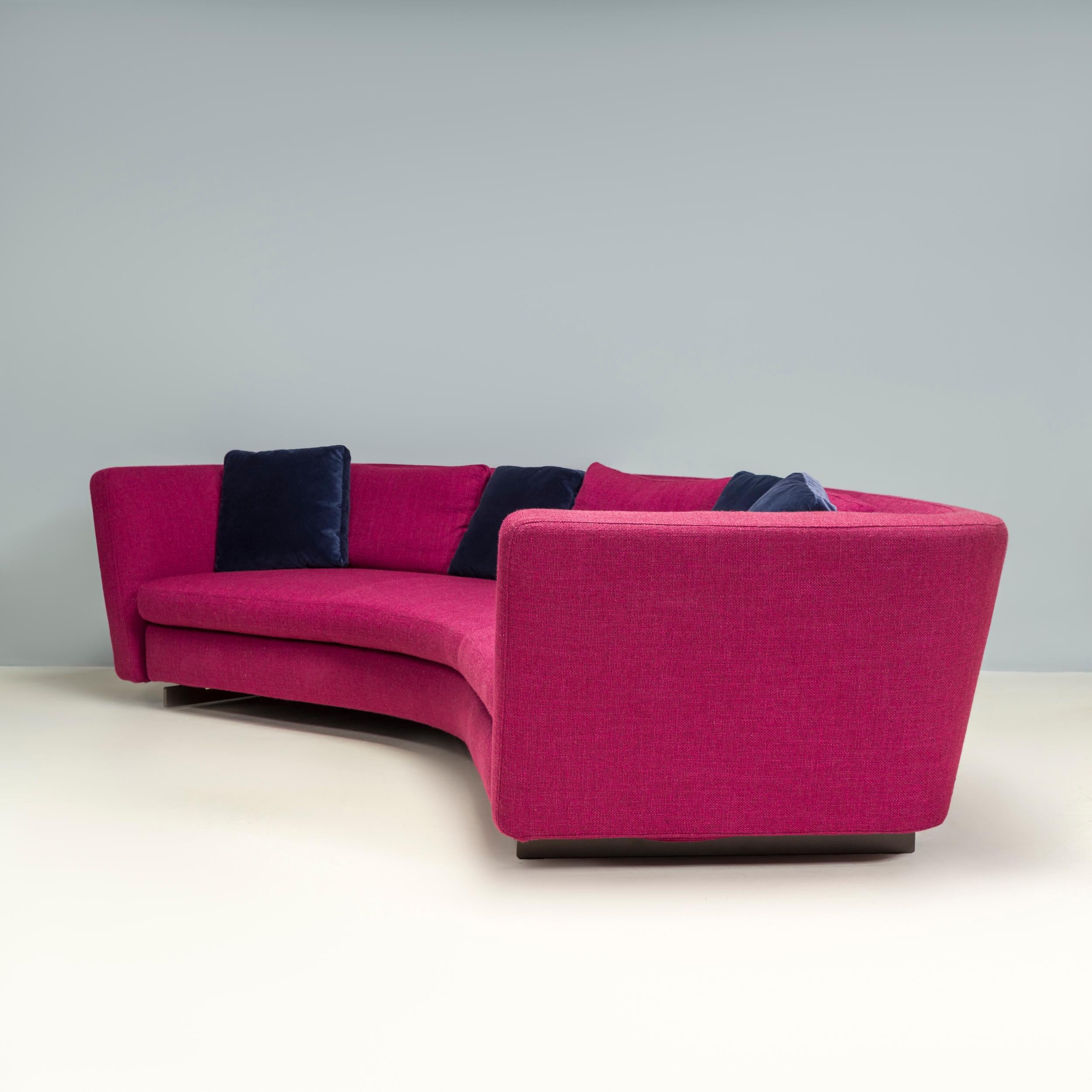  Minotti by Rodolfo Dordoni Purple Fabric Seymour Low 02 Semi Round Sofa In Good Condition For Sale In London, GB