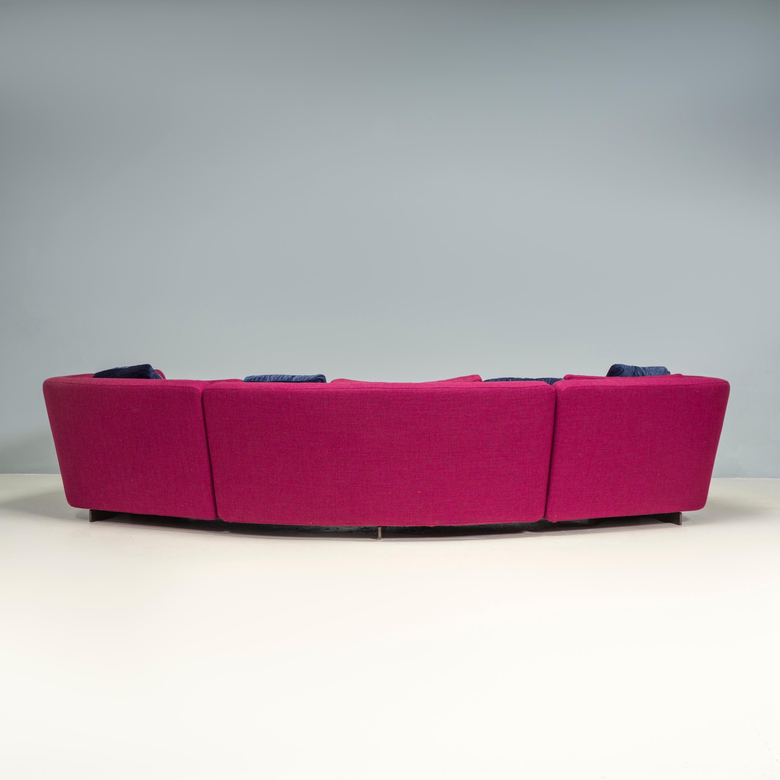 Contemporary  Minotti by Rodolfo Dordoni Purple Fabric Seymour Low 02 Semi Round Sofa For Sale