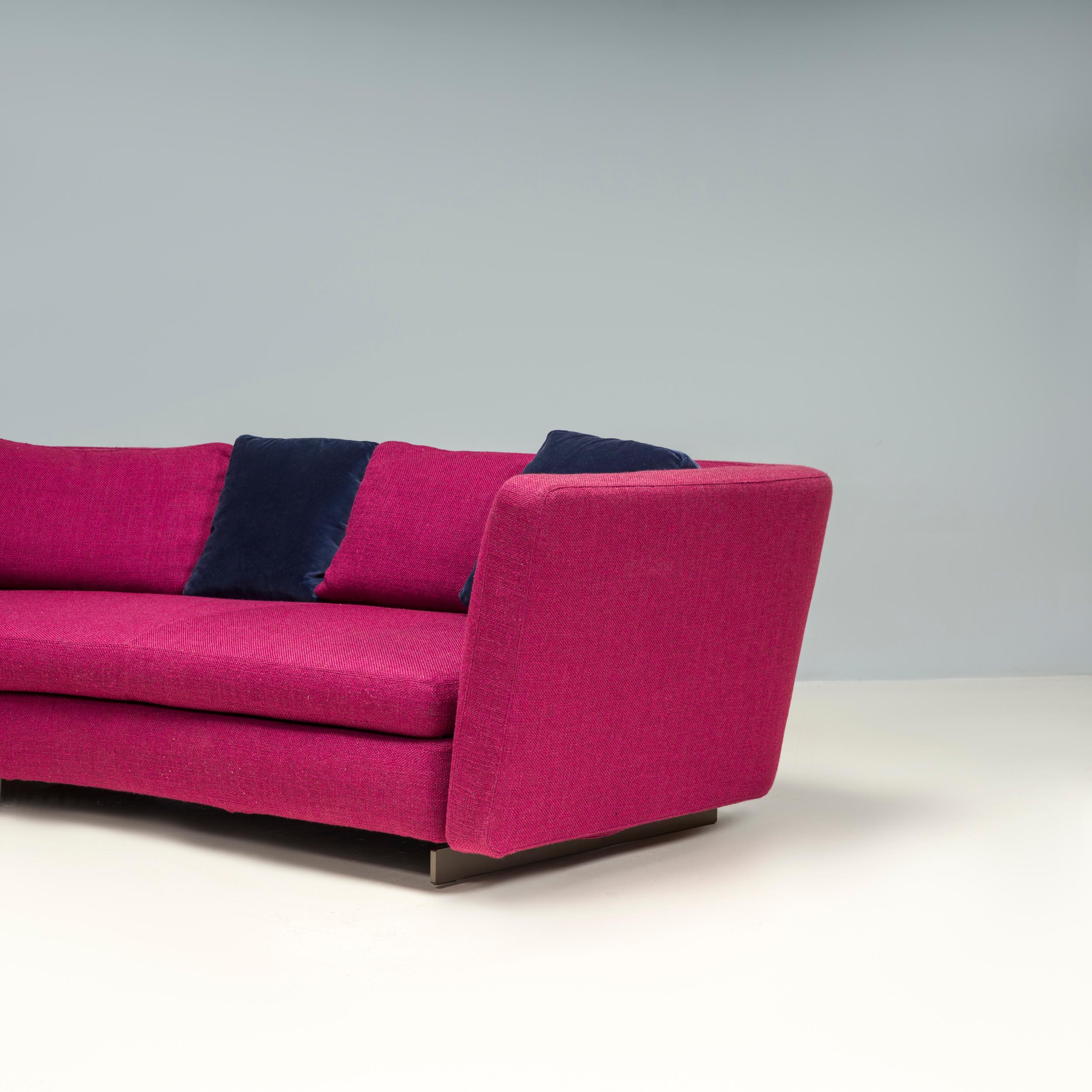  Minotti by Rodolfo Dordoni Purple Fabric Seymour Low 02 Semi Round Sofa For Sale 1