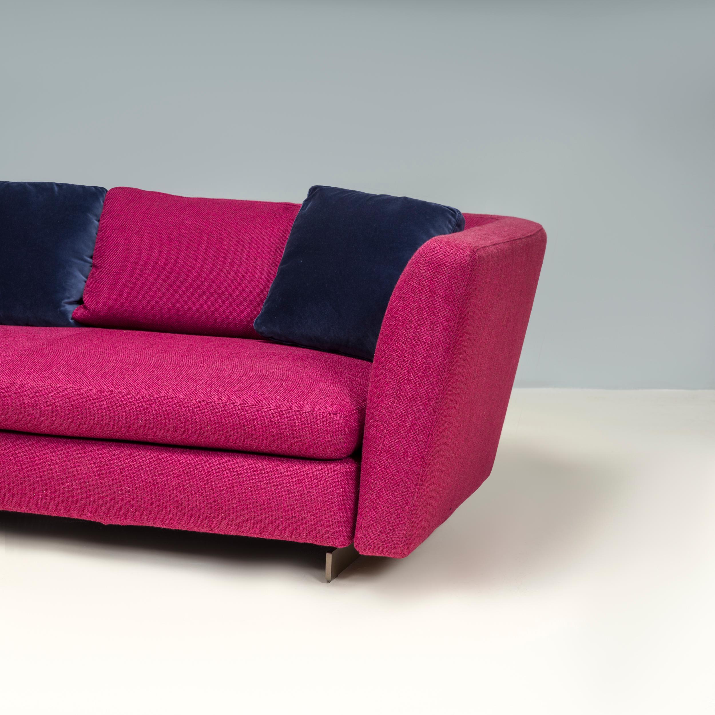  Minotti by Rodolfo Dordoni Purple Fabric Seymour Low 02 Semi Round Sofa For Sale 2