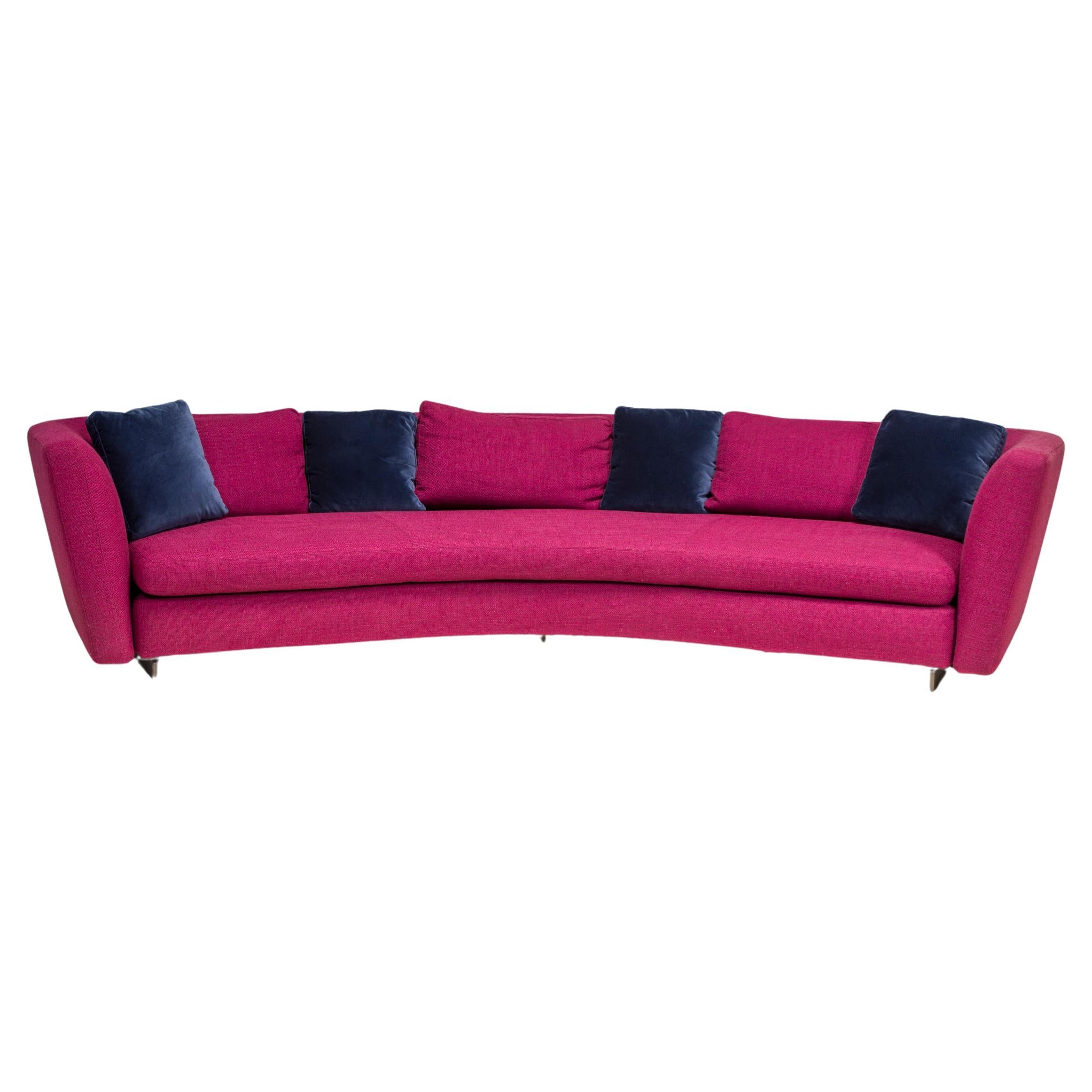  Minotti by Rodolfo Dordoni Purple Fabric Seymour Low 02 Semi Round Sofa For Sale