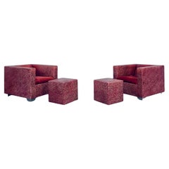 Rodolfo Dordoni para Minotti Sillones Club Otomana de piel de caimán roja, set de 4