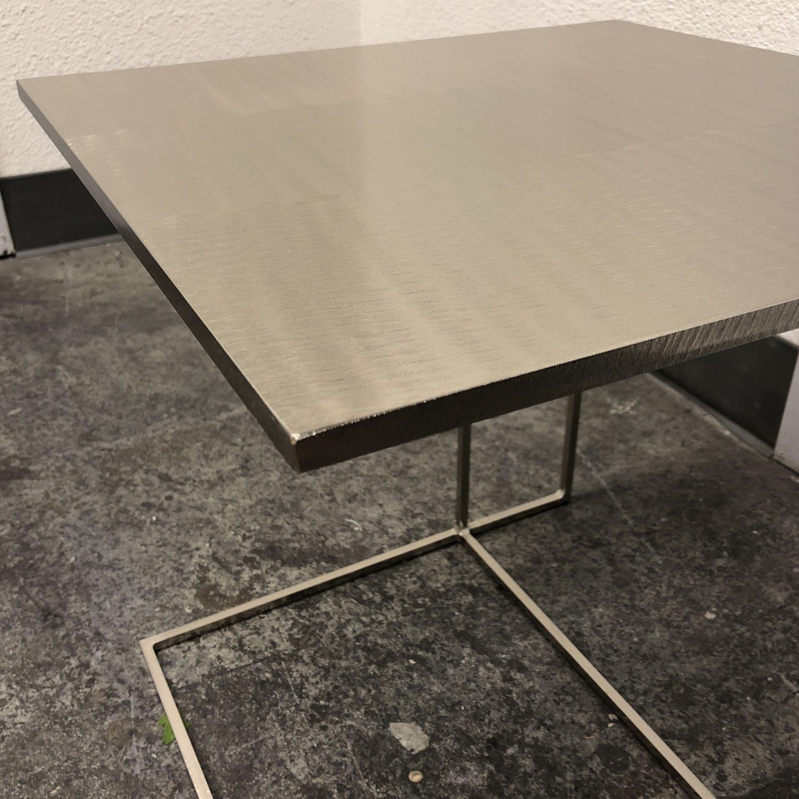Steel Rodolfo Dordoni Leger Brushed Plate Metal Side Table for Minotti For Sale