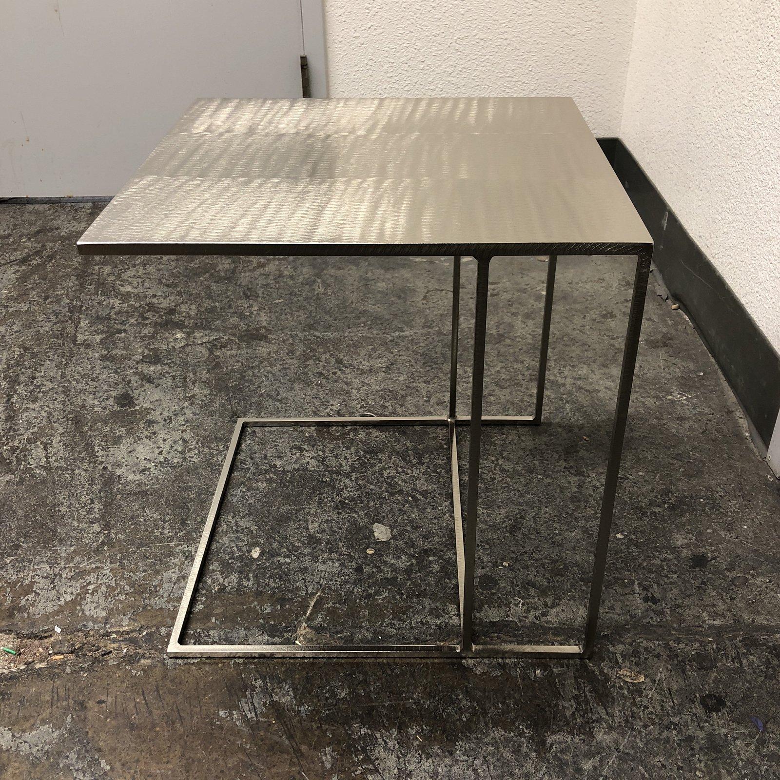 Modern Rodolfo Dordoni Leger Brushed Plate Metal Side Table for Minotti For Sale