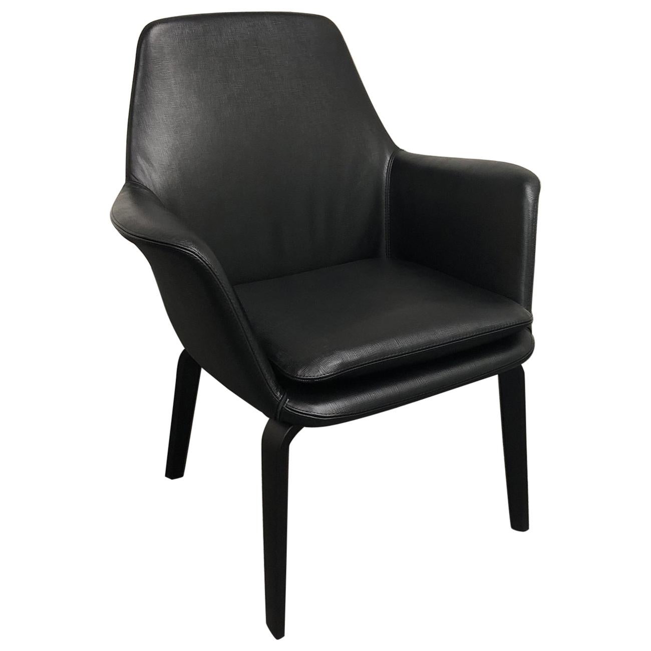Rodolfo Dordoni Minotti York Leather Lounge Chair For Sale