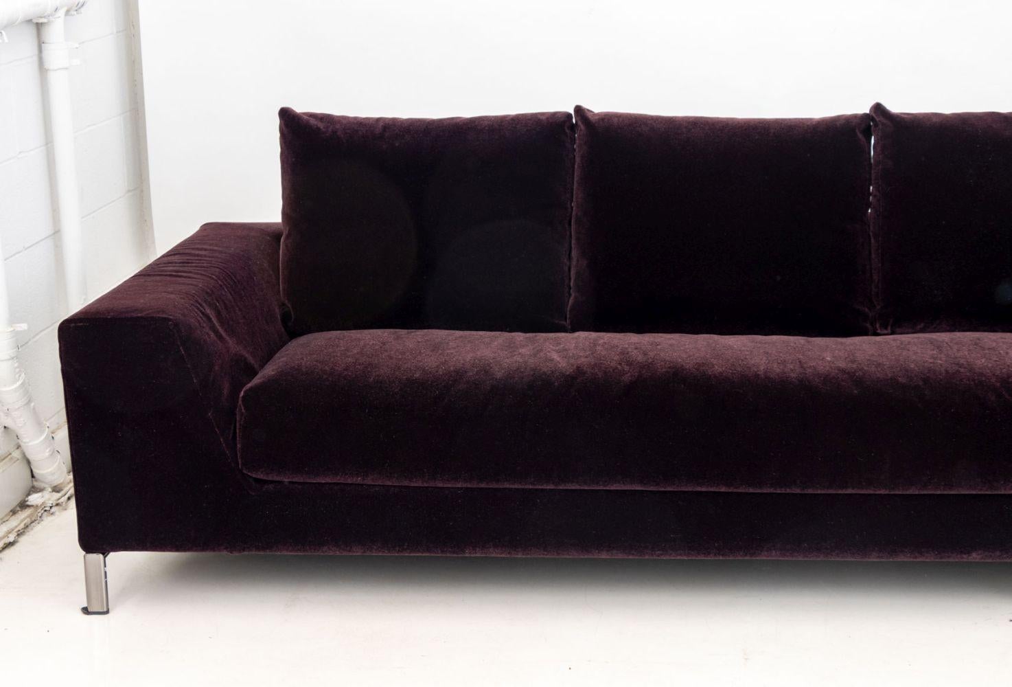 Moderno Divano componibile imbottito in mohair Rodolfo Dordoni in vendita