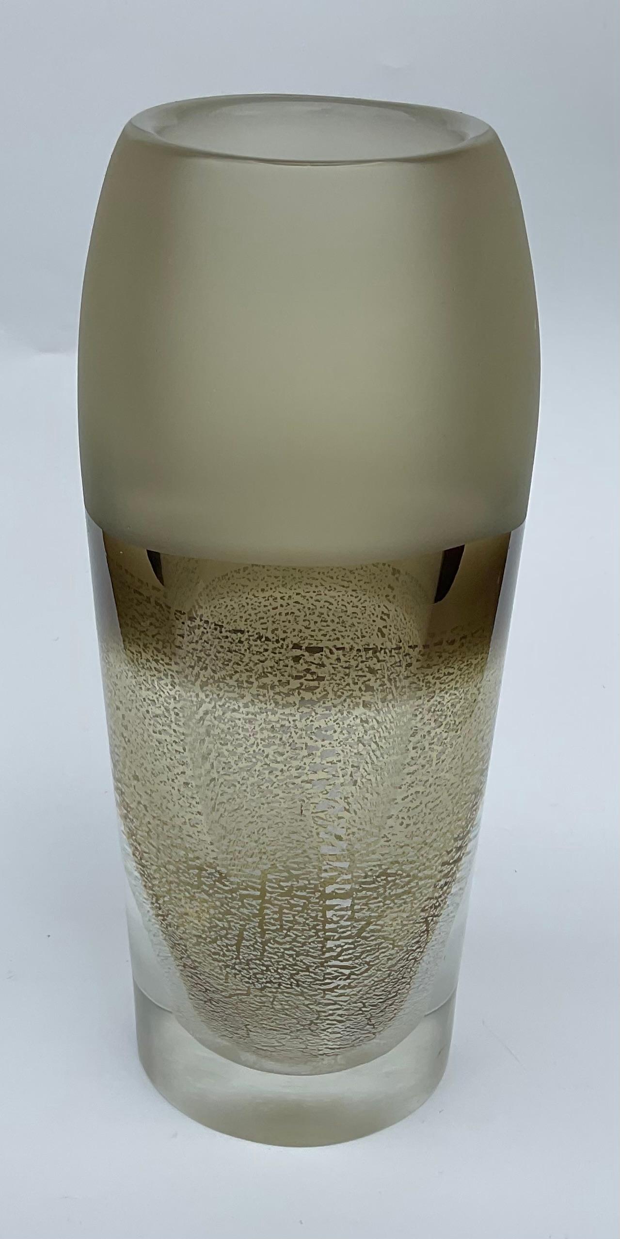 Rodolfo Dordoni Murano Venini Glass Vase ARGENTATI Series Signed and Dated 2003. Retains its original Venini label. 