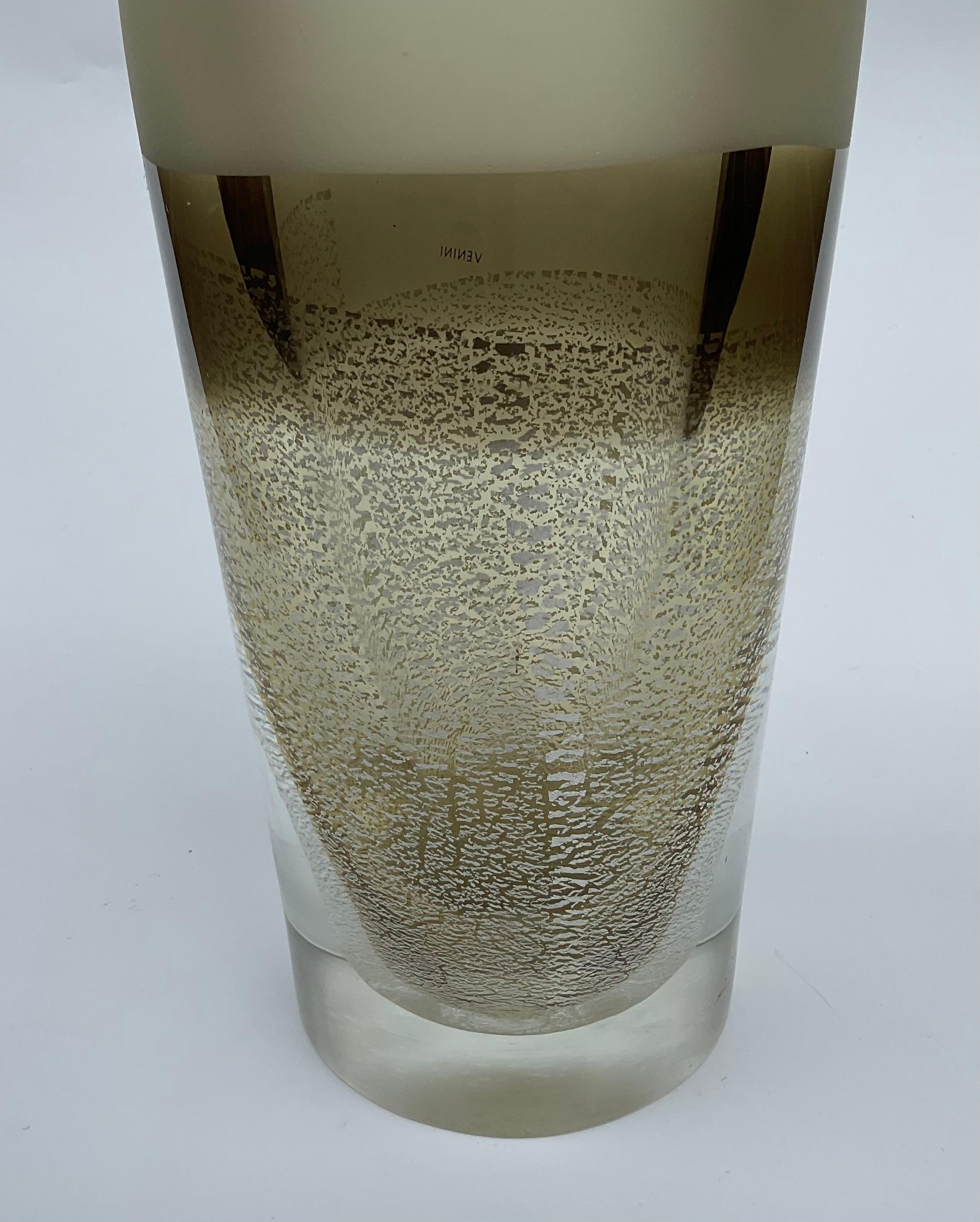 Mid-Century Modern Rodolfo Dordoni Murano Venini Glass ARGENTATI  Sommerso Vase Signed Dated 2003 For Sale