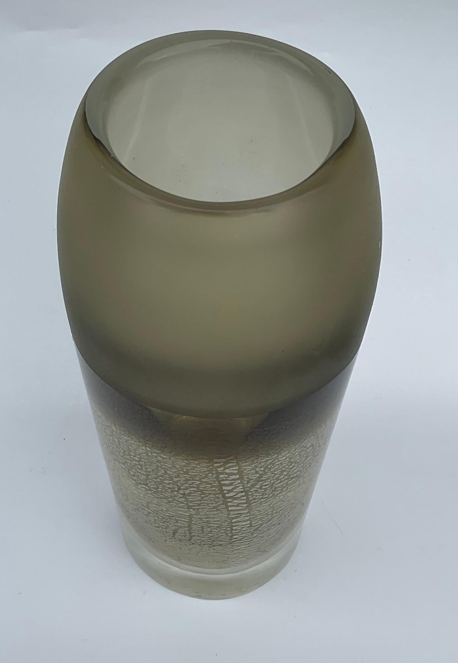 Italian Rodolfo Dordoni Murano Venini Glass ARGENTATI  Sommerso Vase Signed Dated 2003 For Sale