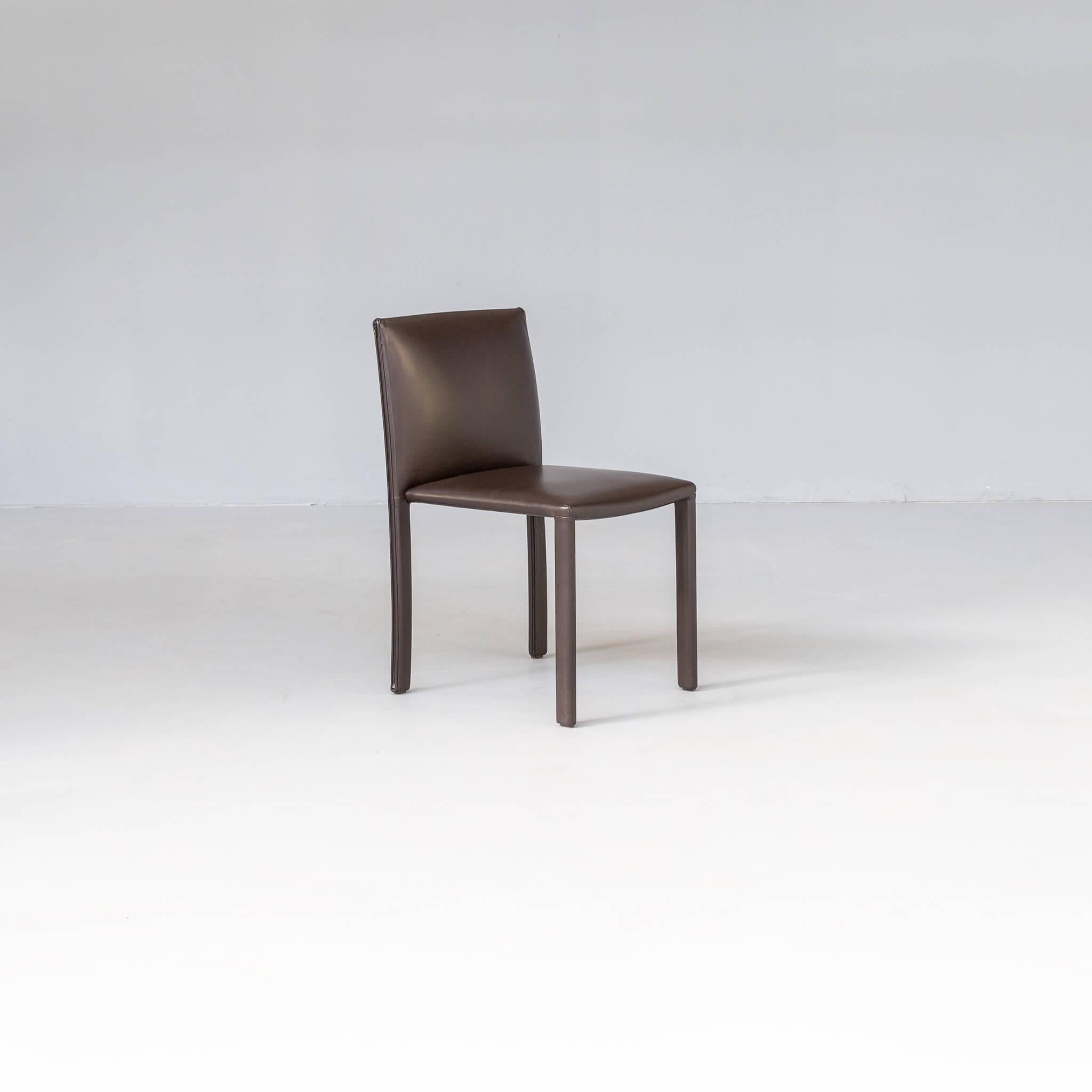 Leather Rodolfo Dordoni ‘roma’ dining chair for Minotti set/8