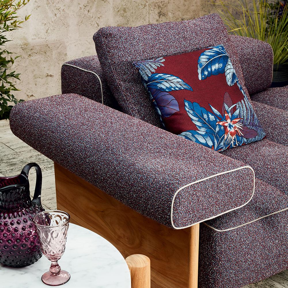 Italian Rodolfo Dordoni ''Sail Out' Outdoor Sofa, Metal, Teak and Water-Repellent Fabric