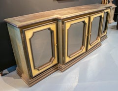 Rodolfo Dubarry 1970s 4-Door Gilt Bronze Mirror Paneled Designer Console Table
