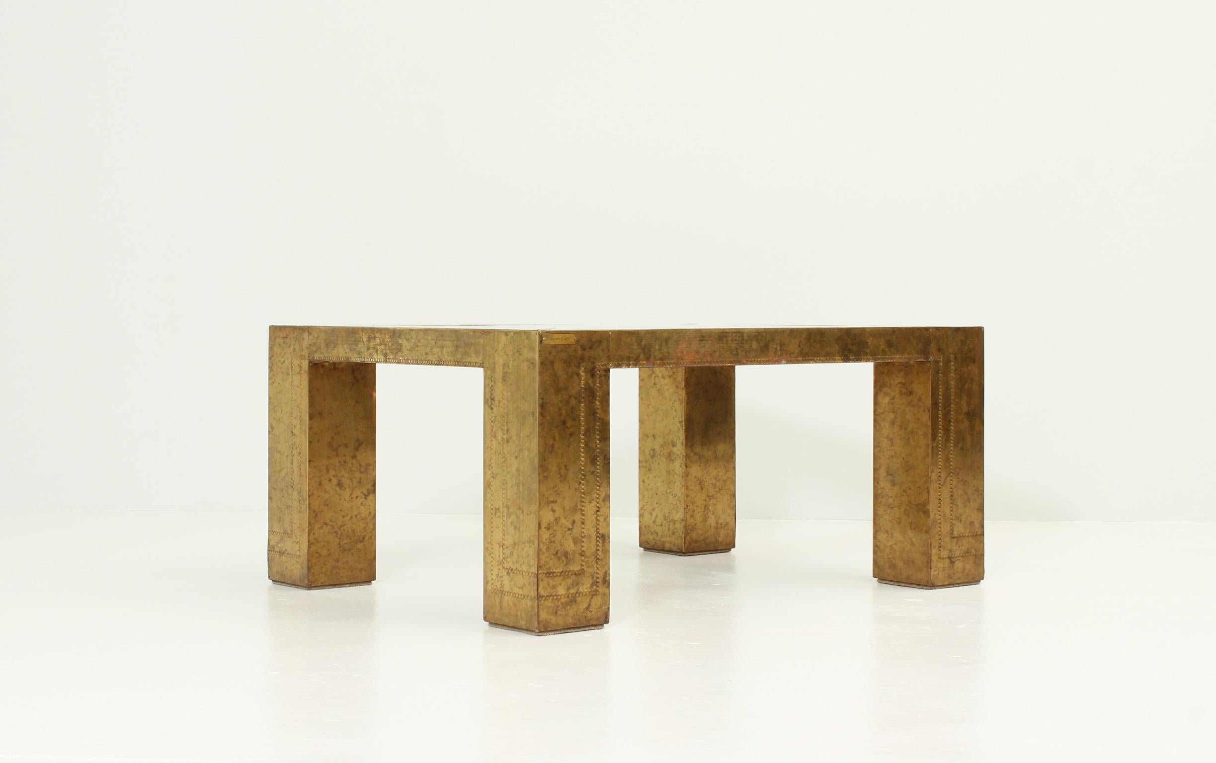 Brass Rodolfo Dubarry Coffee Table for the Carey Collection, Spain, 1970's For Sale