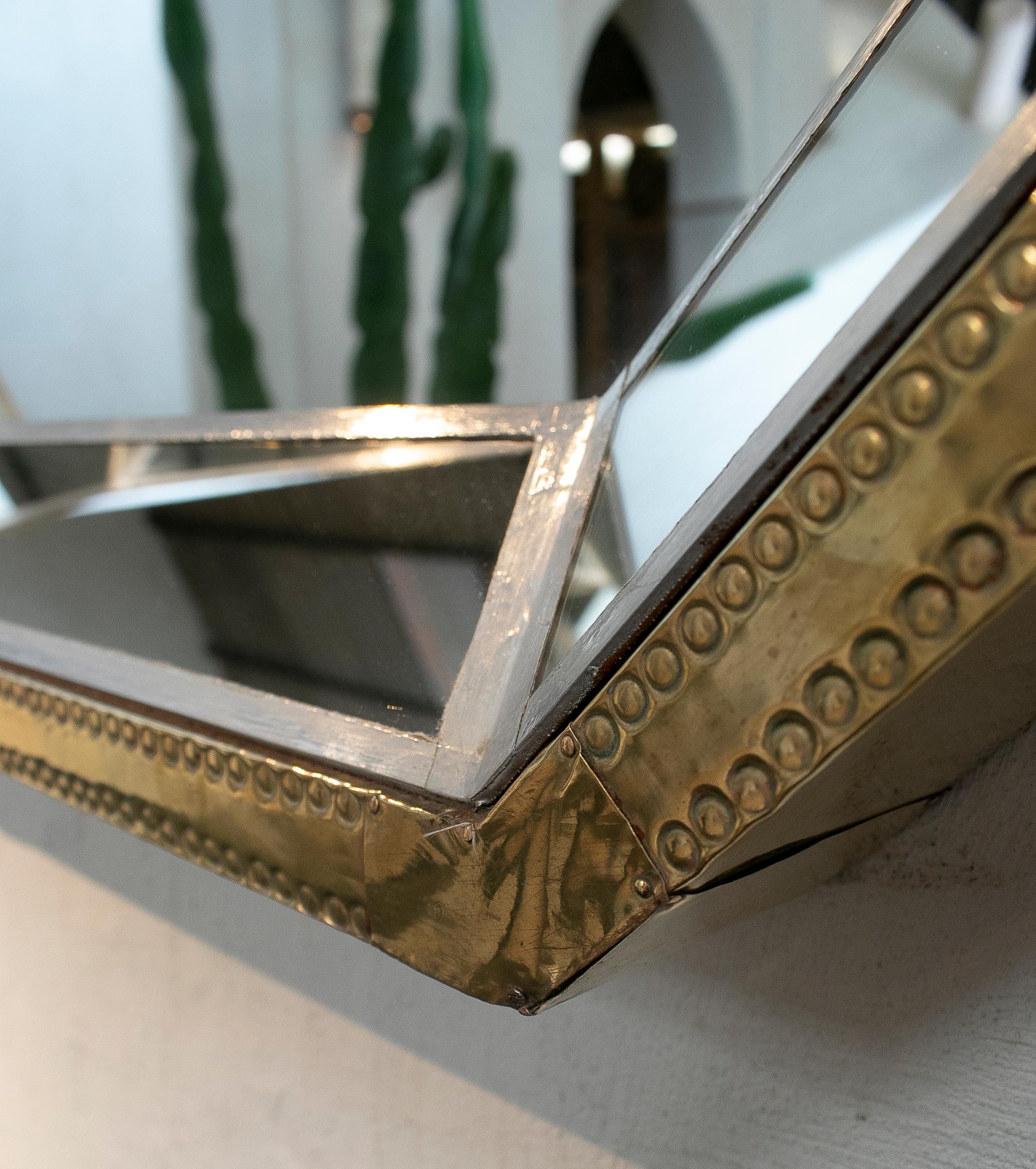 Rodolfo Dubarry, Spain 1980s, Two-Tone Bronze Panelled Octagonal Mirror 7