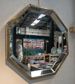 Achteckiger, zweifarbiger Bronze-Spiegel mit Paneel, Rodolfo Dubarry, Spanien, 1980er Jahre
