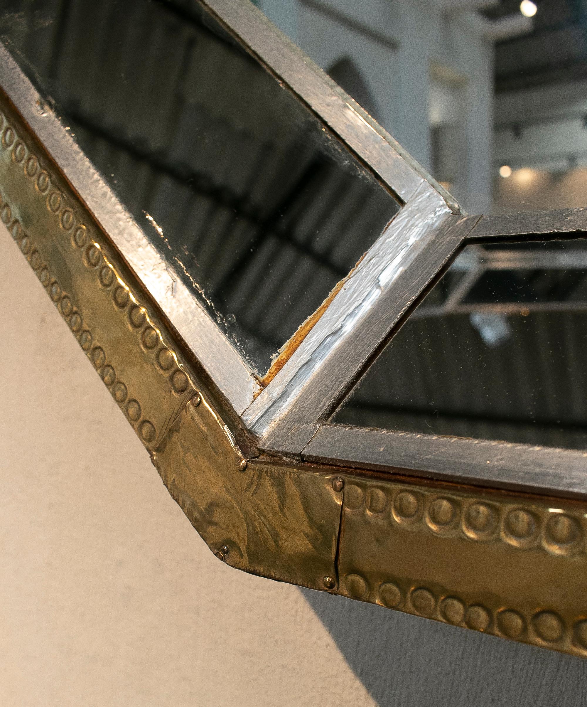 Rodolfo Dubarry, Spain 1980s, Two-Tone Bronze Panelled Octagonal Mirror 2