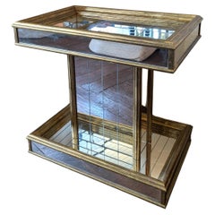 Rodolfo Dubarry style Vintage brass & mirror glass drinks trolley / bar cart