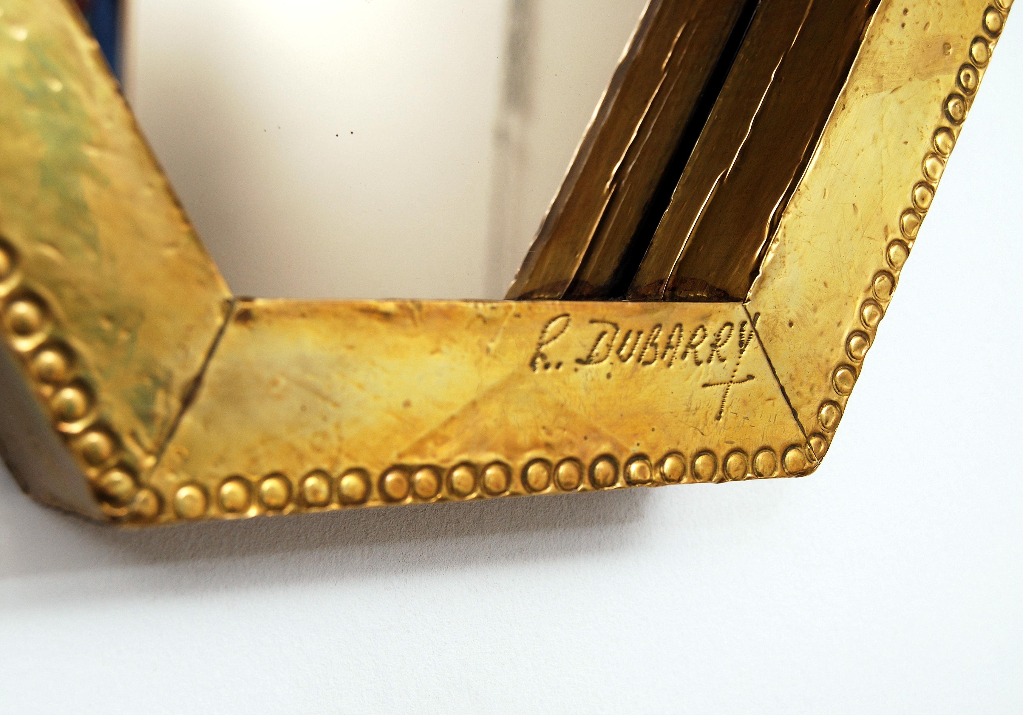 Spanish Rodolfo Dubarry's 1970s Gilded Brass Octagonal Mirror