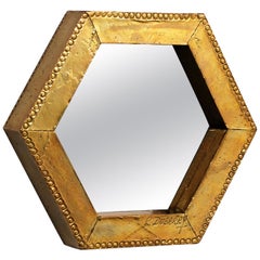 Rodolfo Dubarry's 1970s Gilded Brass Octagonal Mirror