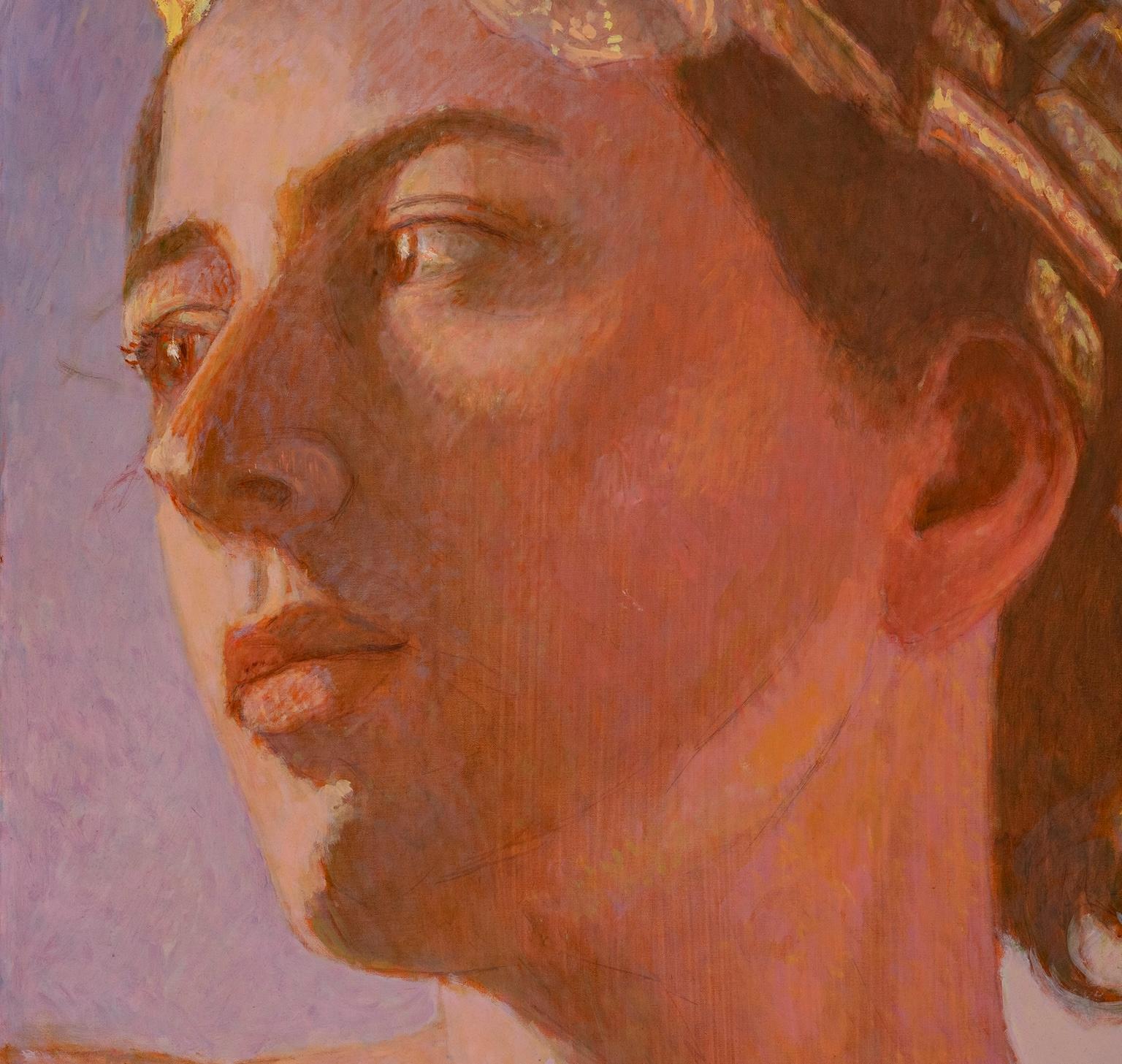 Ritratto femminile figurativo mitologico toscano del XXI secolo olio su tela - Painting Simbolismo di Rodolfo Meli