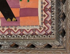 Untitled (Walking Dog), Collage in Original Tin Frame by Rodolfo Morales