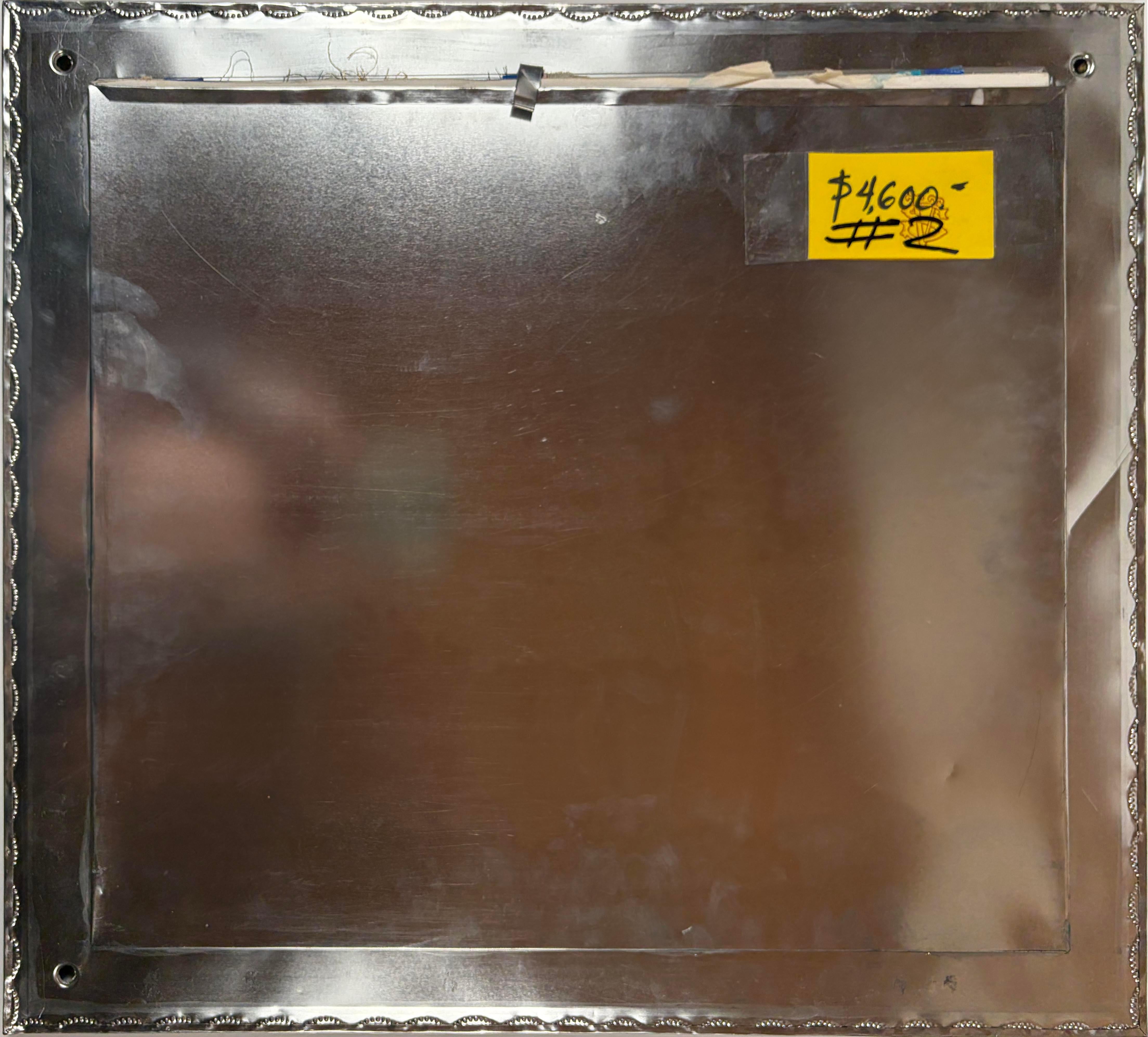 Rodolfo Morales - Untitled (Two Hearts) Collage in Original Tin Frame, c. 1980 en vente 3