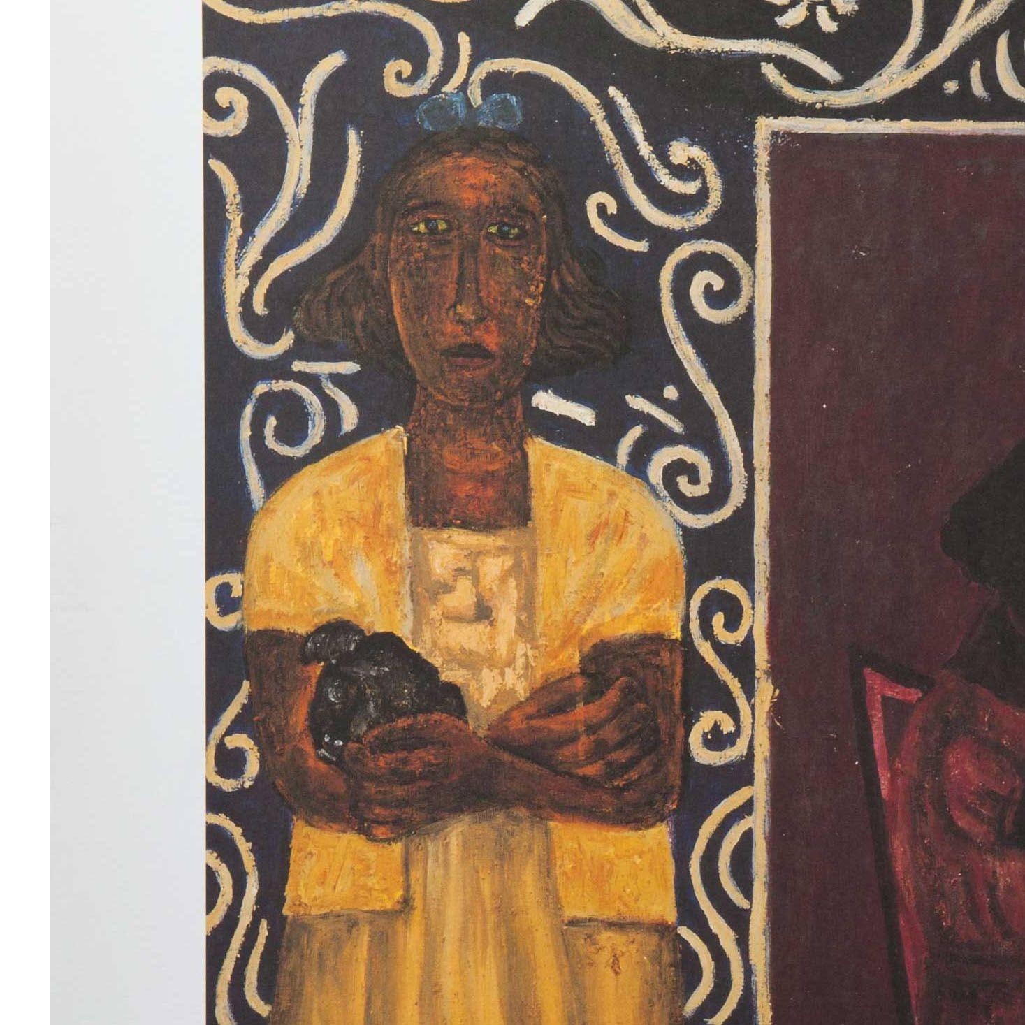 Rudolfo Morales was considered to be a “Mexican treasure”. His artistic ability was not discovered until he was in his late 50s. The artist dealt with symbolism and mysticism. This specific image was selected as it represented the arts and culture.