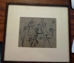Rodolfo Nieto, Three Wise Men, Mexican Ink on Paper Drawing