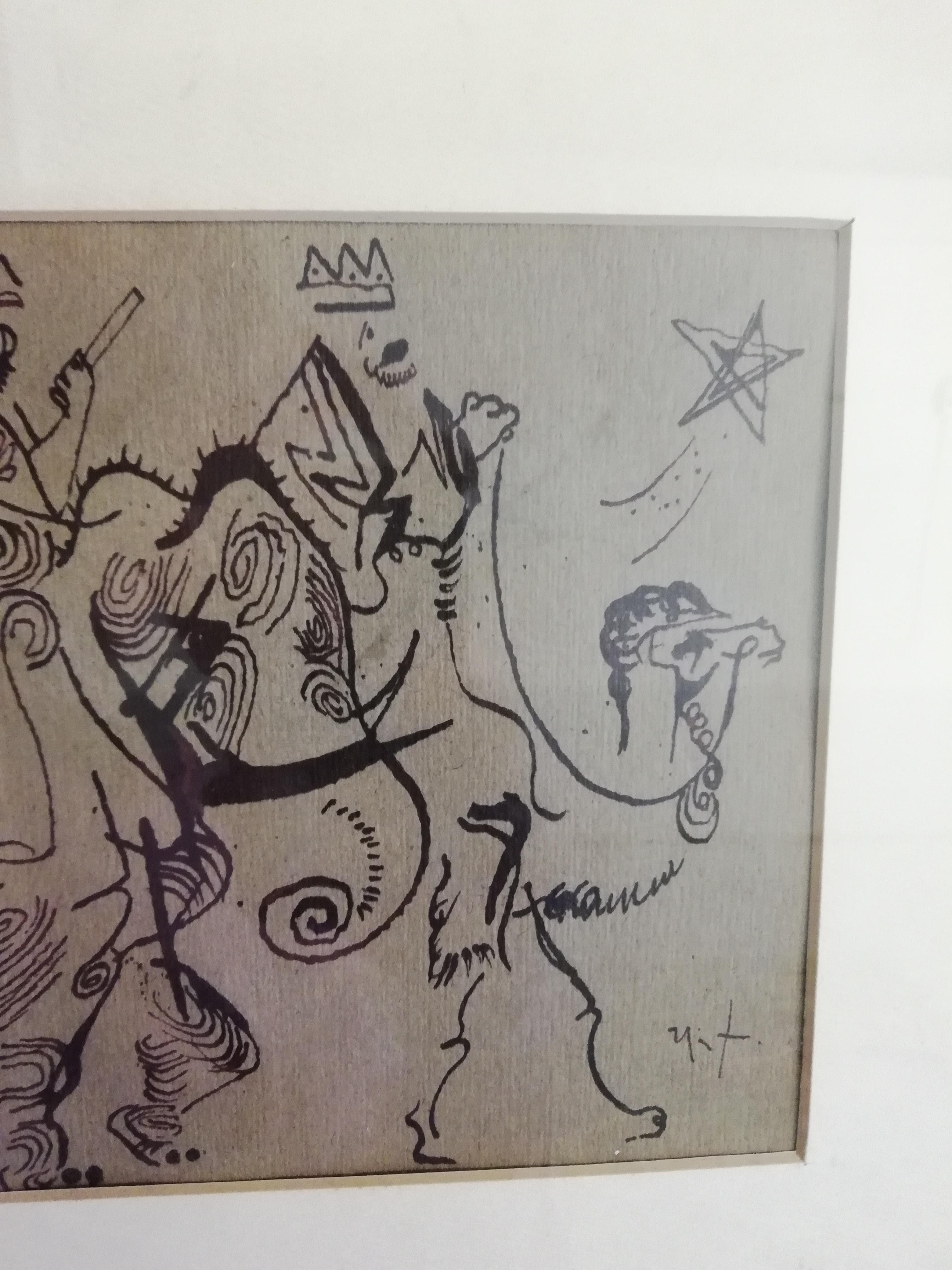 Mid-Century Modern Rodolfo Nieto, « Three Wise Men », dessin mexicain à l'encre sur papier en vente