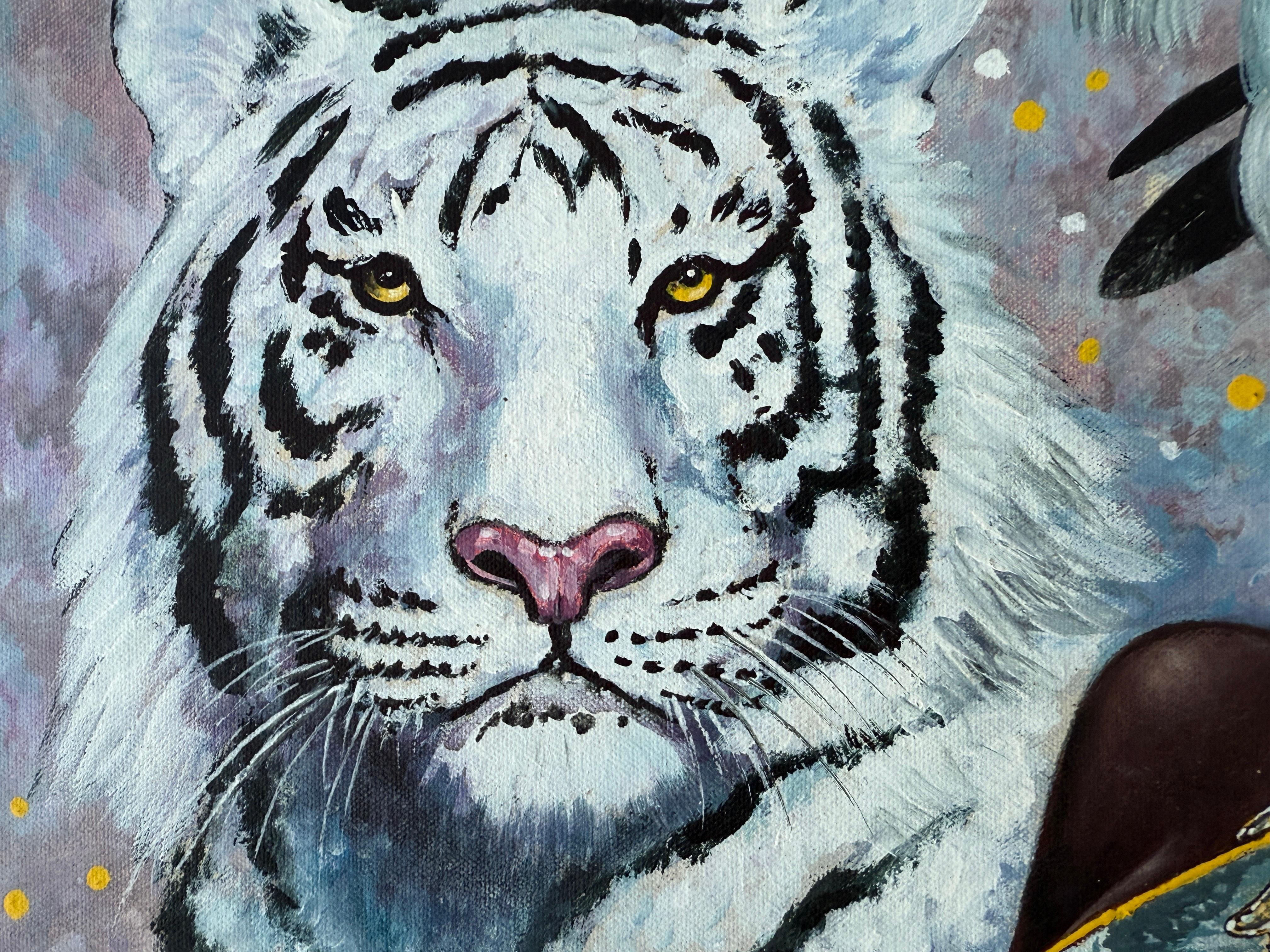 Author: Rodolfo Ramírez Cardo (Havana, Cuba)
Title: Version of “Tigress” by Karl Bang
Year: 2000
Technique: Acrylic and oil on canvas
Dimensions: 64 x 85 cm (25.2 x 33.5 in) (unframed)
Signed: Yes, lower right
Provenance: Havana, Cuba
Condition: