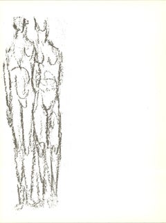 1966 Rodolphe Raoul Ubac 
Deux Personnages
 Cubism Black 
White France Lithogra