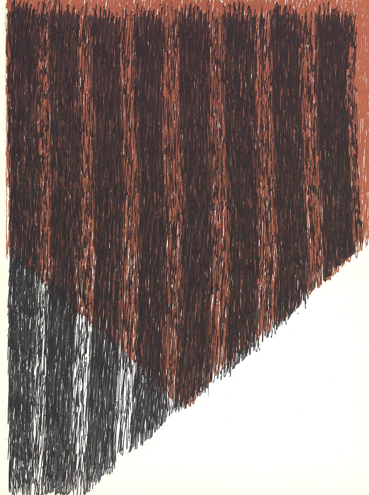 1972 Rodolphe Raoul Ubac 'Abstrakte Komposition' Rote Lithographie aus Frankreich