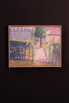 Antique Impressionist painting of a house in the sun (1920s) by Rudolph Wytsman