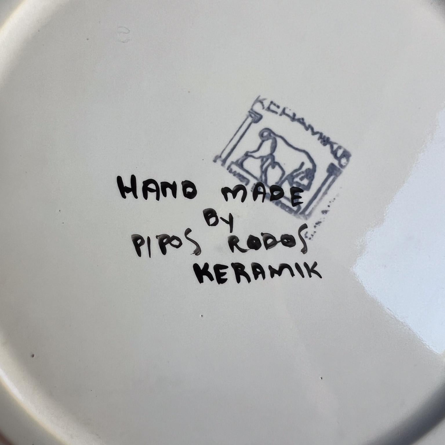 Rodos Keramik Hand Painted Green Plate Decorative Wall Decor For Sale 3