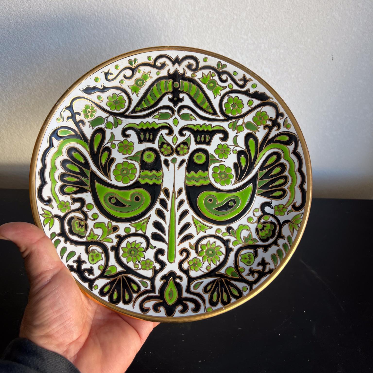 Rodos Keramik Hand Painted Green Plate Decorative Wall Decor For Sale 6